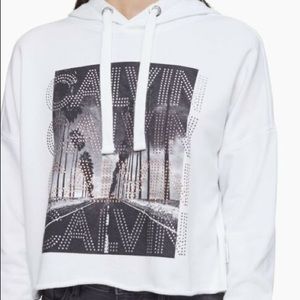 NWT Calvin Klein Hoodie White with Rhinestones